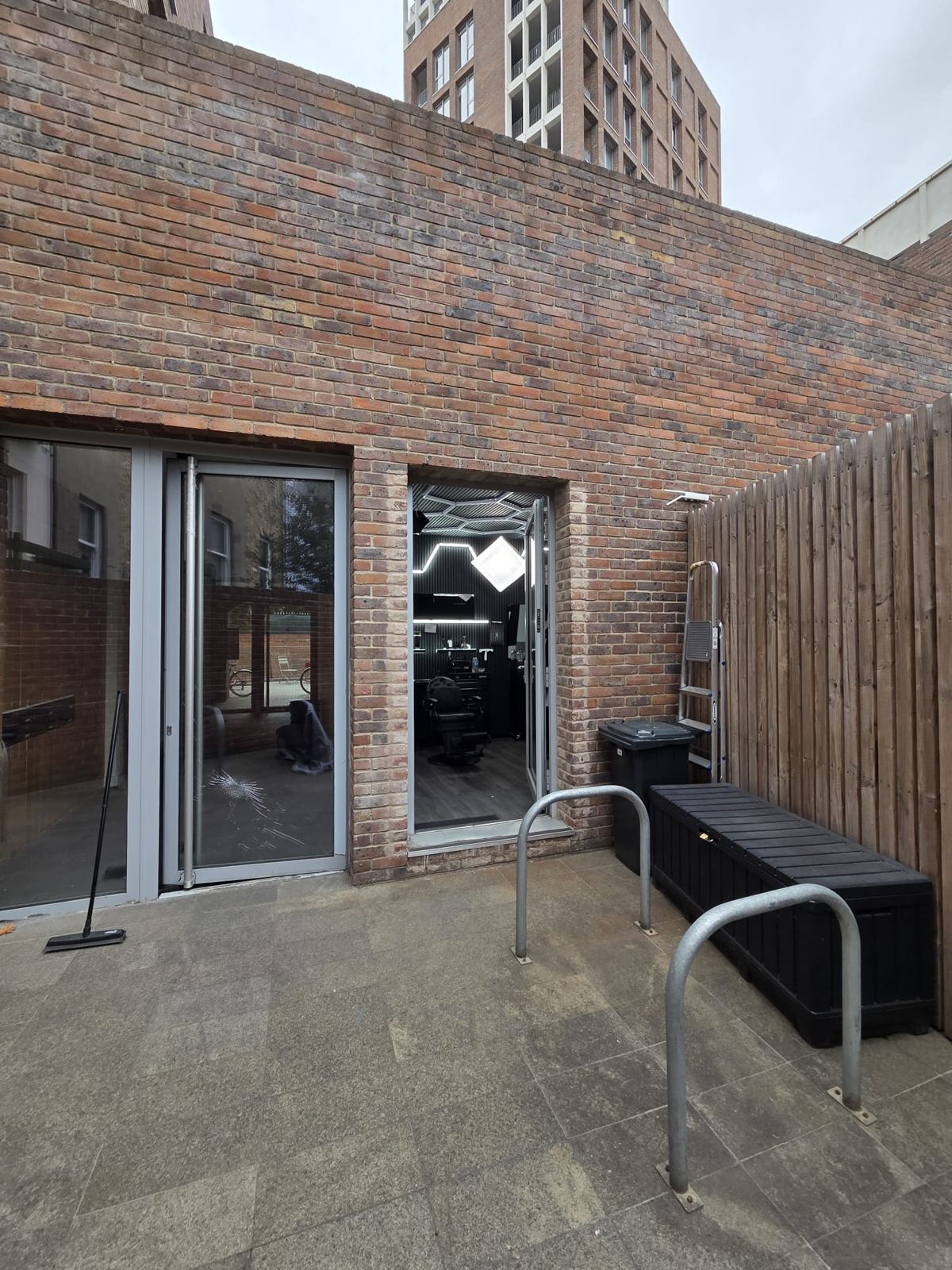 Courtyard entrance with bike racks